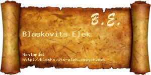 Blaskovits Elek névjegykártya