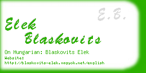 elek blaskovits business card